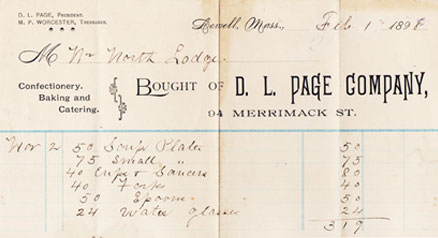 Page Catering receipt